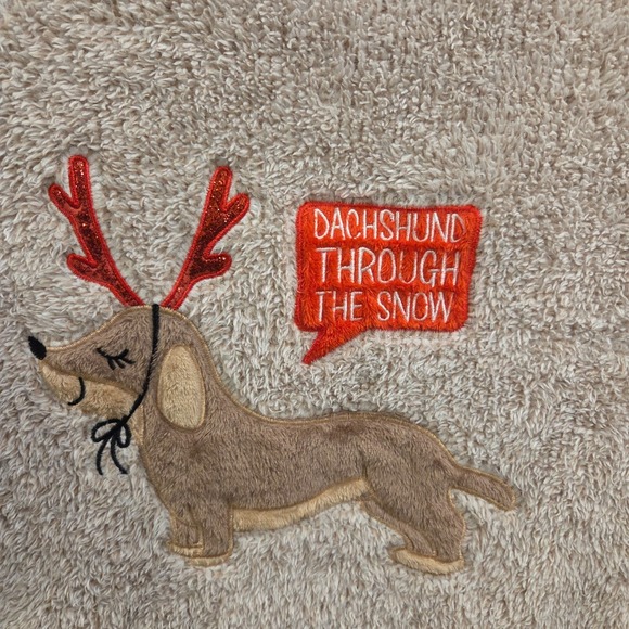 Holiday Time Sweater Womens Large Beige Pullover Dachshund Through The Snow Dog - Picture 3 of 6